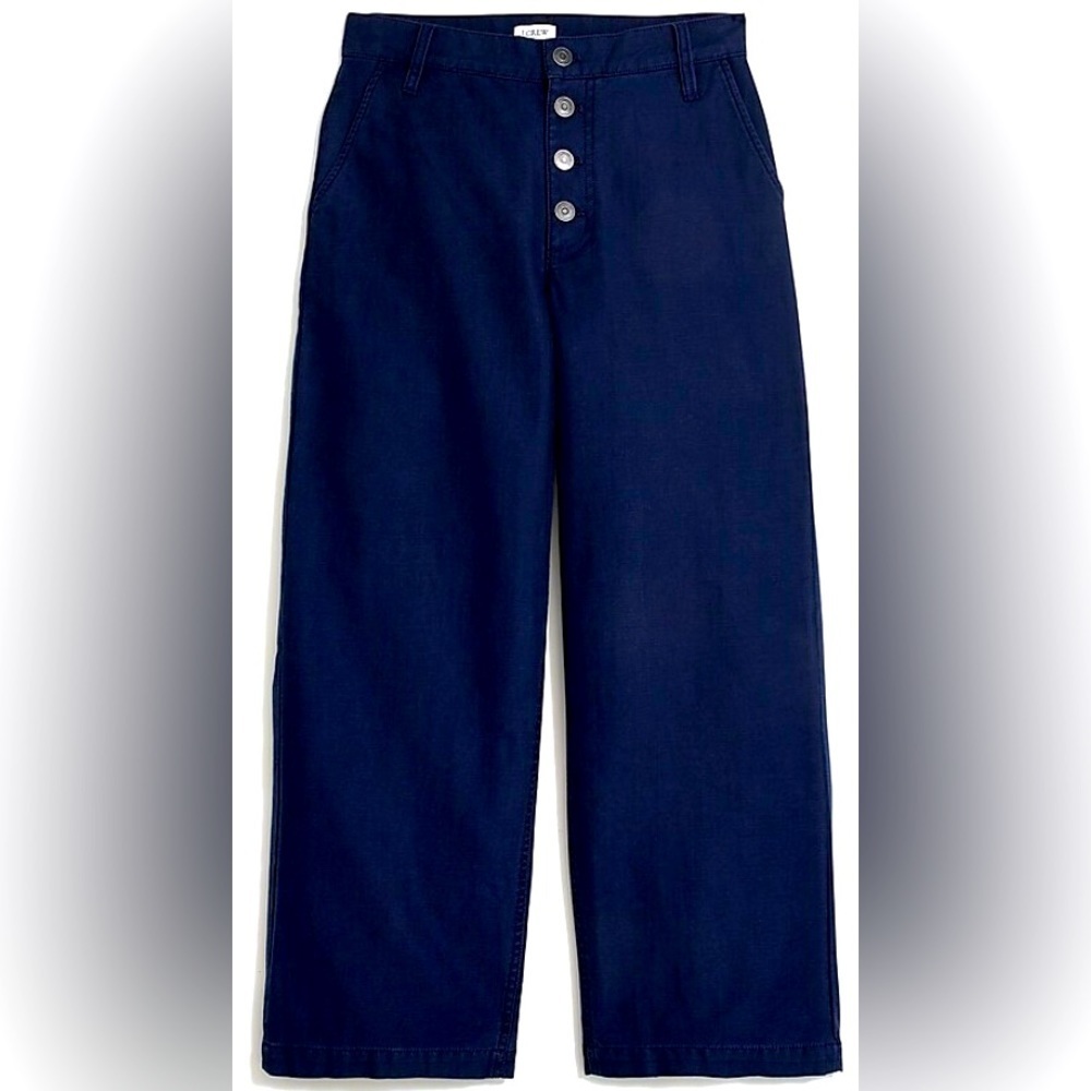 NWOT J Crew Factory Wide Leg Pant, Button Fly, Crop, Slub cotton, 27x24​ - Picture 10 of 10